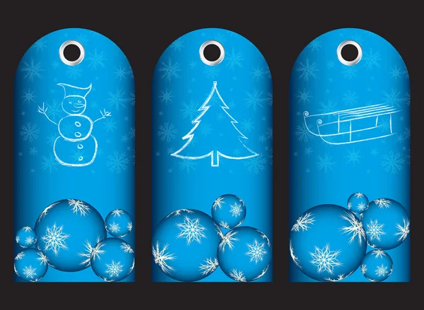 Spezielle blaue Preisschilder mit weihnachtlichem Design — Stockvektor