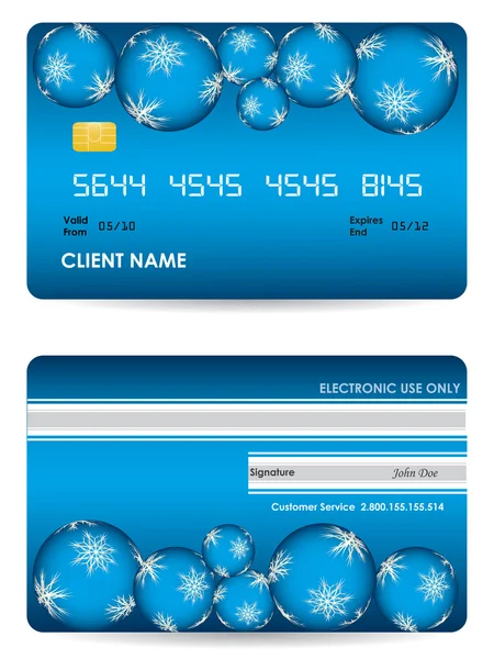 Vector credit card, front and back view - christmas edition — Stock Vector