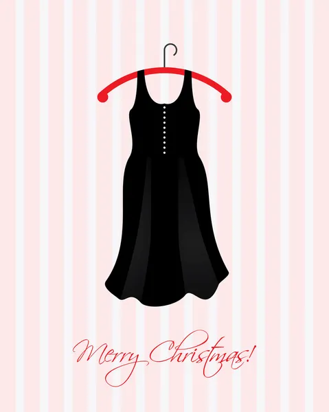 特別な黒のドレスでクリスマス カード — ストックベクタ