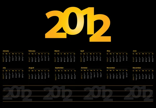 Special calendar design for 2012 — Stock Vector