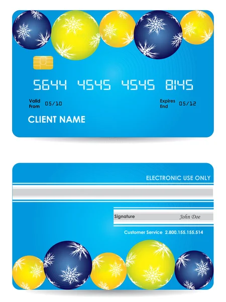 Credit card, front and back view - christmas edition — Stock Vector