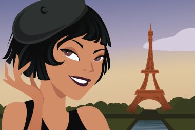 Woman visiting paris clipart