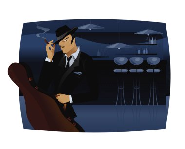 Jazz player in a nightclub clipart