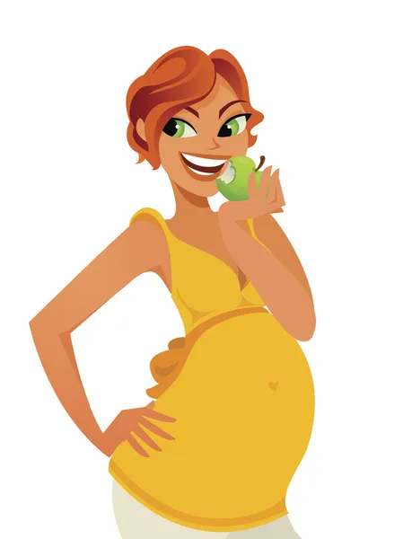 Embarazada mordiendo en una manzana — Archivo Imágenes Vectoriales