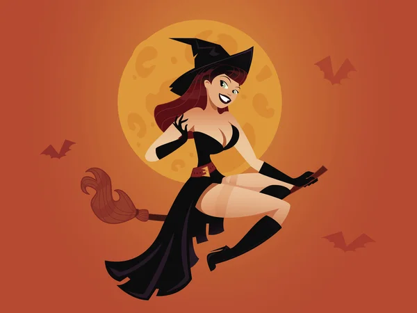 Witch pinup — Stock Vector