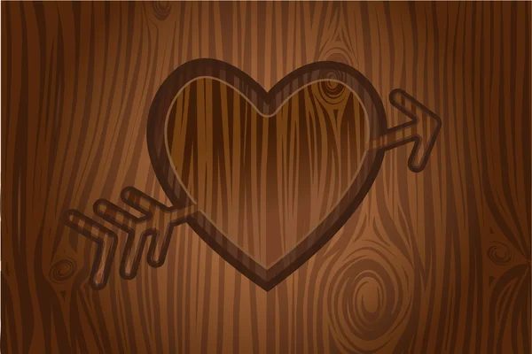 Серце, вигравіруване в дереві — стоковий вектор