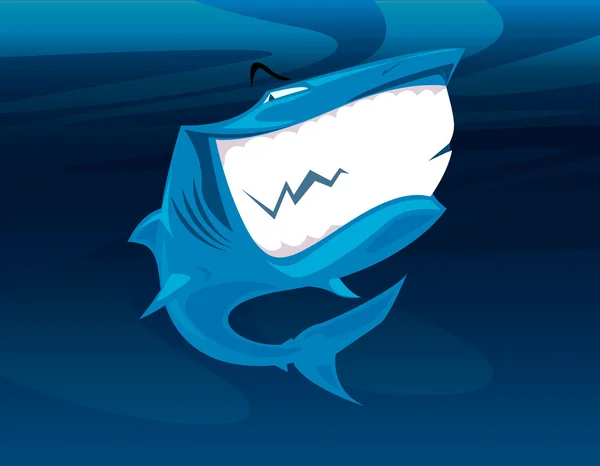 Lachende witte haai — Stockvector