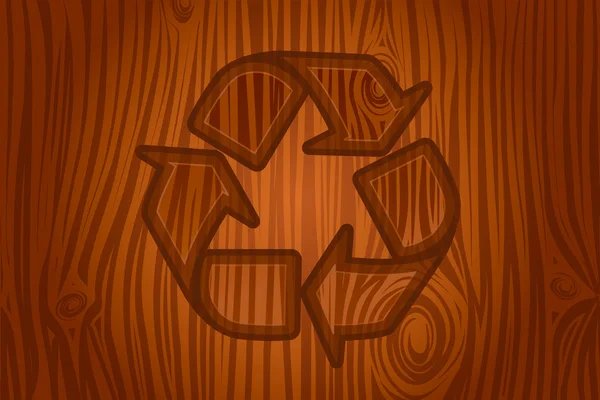 Recycle icon engraved on bark Stock Illustration