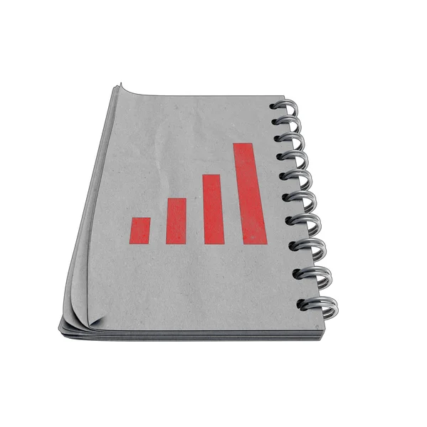 3D - notebook with bar graph — Stock Photo, Image