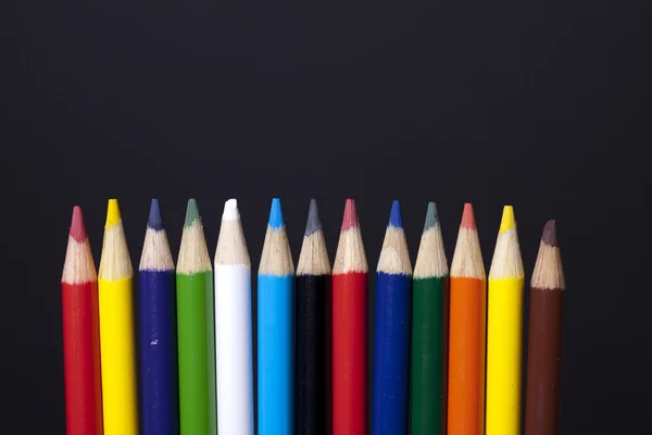 Rozmanité, barevné tužky. — Stock fotografie