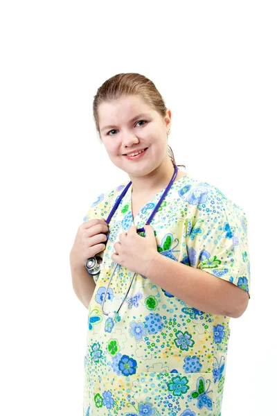 Krankenschwester mit Stethoskop. — Stockfoto