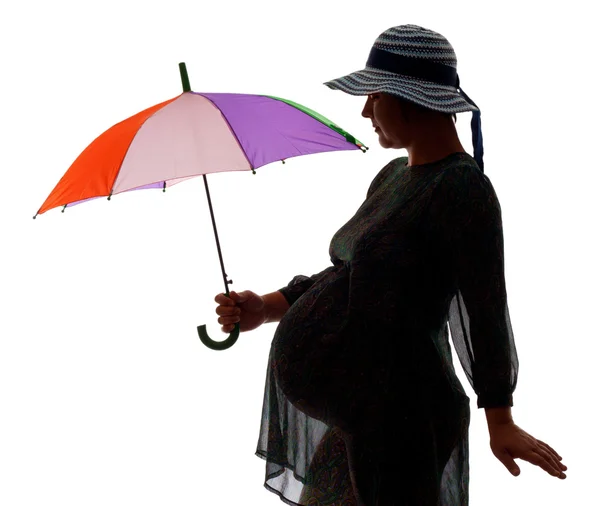 Kobiety w ciąży z parasolem — Zdjęcie stockowe