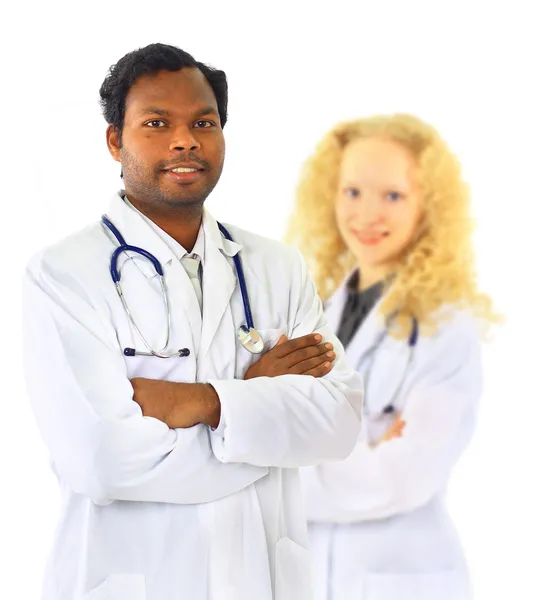 Africano Americano Homem e Mulher Trabalhadores Médicos — Fotografia de Stock