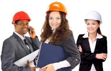 Team of business in group, architect and engeneer on construciton si clipart