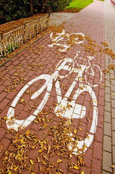 Urban bicycle track in autumn — Stock Photo, Image