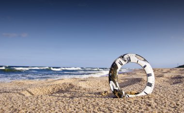 Clock dial and sea landscape clipart