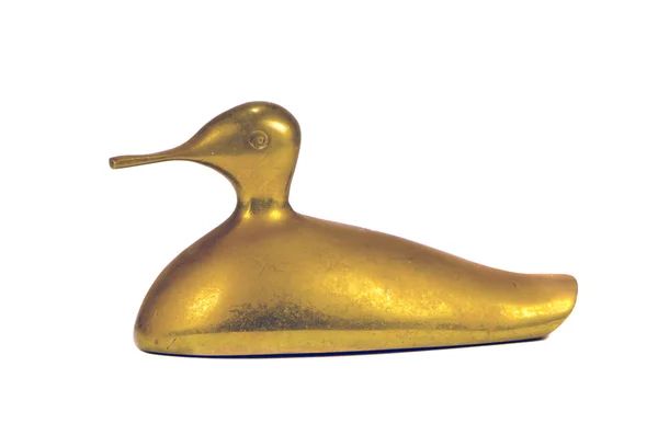 黄铜鸭上白色隔离 — 图库照片