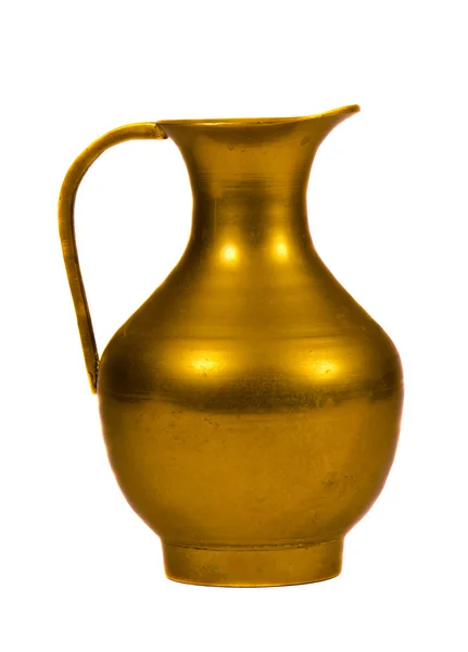 黄铜水罐上孤立白 — 图库照片