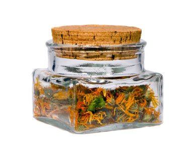 Ecological herbal tea calendula clipart