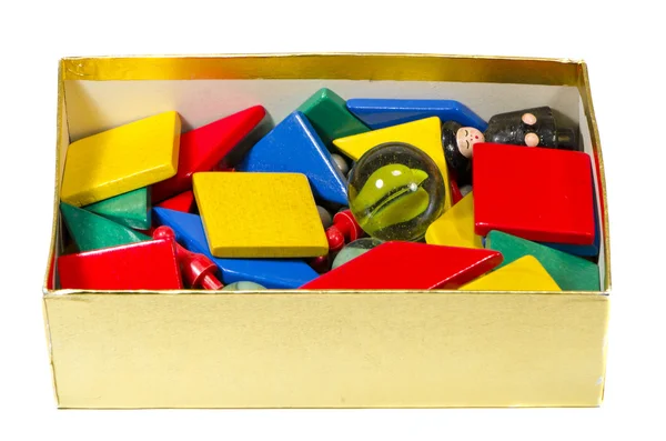 Kutusunda çeşitli oyuncaklar — Stok fotoğraf