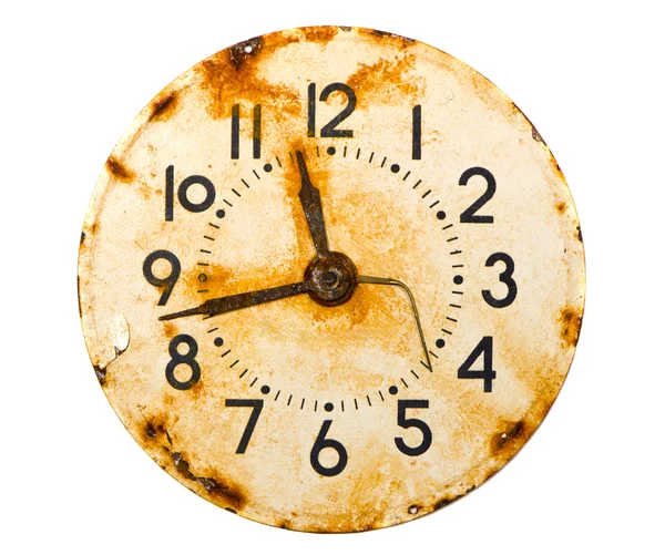 Rusted and grunge metal clock dial — Stock Photo, Image