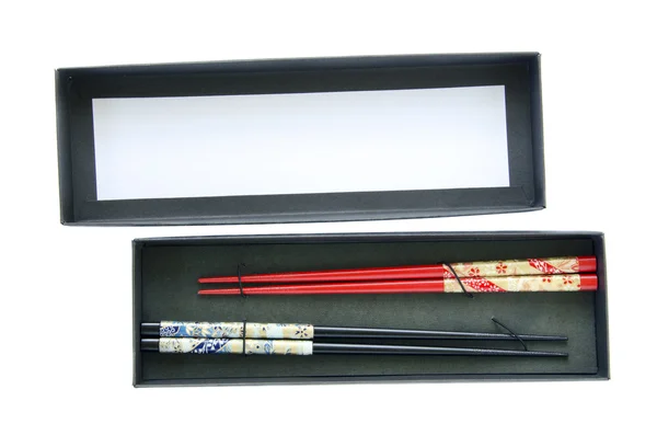 在框中的孤立中国筷子 — 图库照片