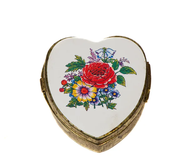 Vintage izole kalp form hediye kutusu — Stok fotoğraf