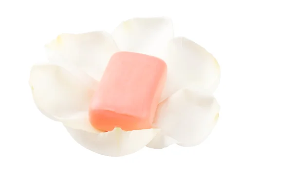 stock image The soap in the rose petals