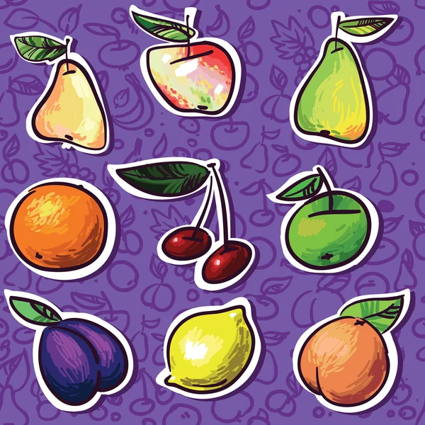 シームレス テクスチャ - 明るい背景に甘い素晴らしい小さなフルーツ — ストックベクタ