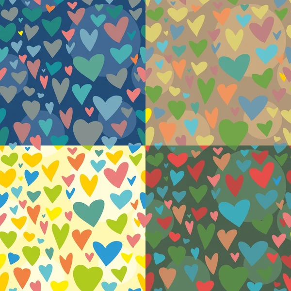 4 Seamless vector texture with hearts — Stock Vector