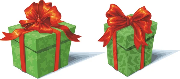 クリスマス ギフト ボックス リボン白い背景の上のベクトル イラスト — ストックベクタ