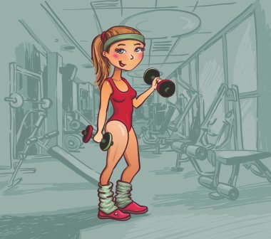 Young girl in a gym clipart