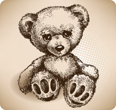 Teddy Bear Hand drawing. vector clipart