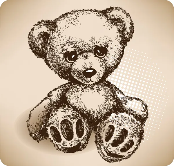 Teddy Bear Desenho à mão. vetor — Vetor de Stock