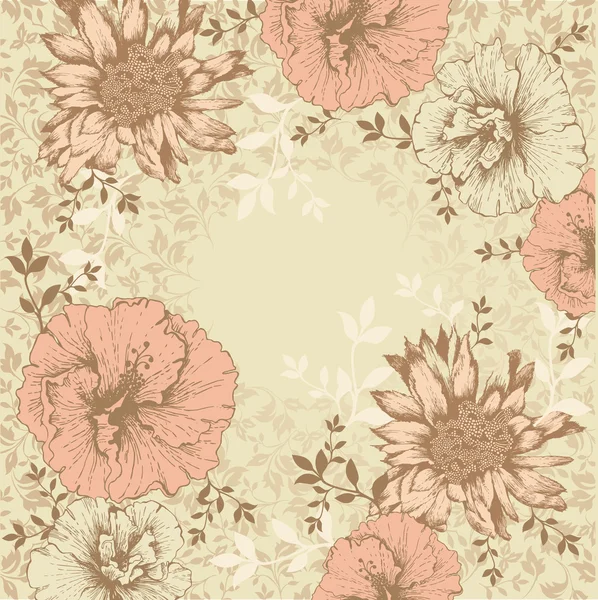Fond floral vintage avec des fleurs — Image vectorielle