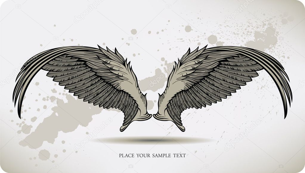 Wings Griffon, hand drawing. Vector illustration.