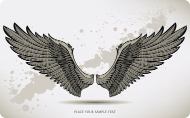 Wings, hand drawing. Vector illustration clipart