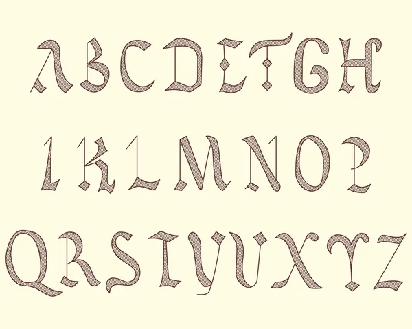 Alphabet Vatican in eighth century style — Stock Vector