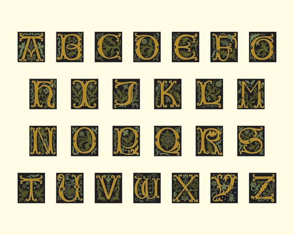 Alphabet of early 16th century — Stock Vector