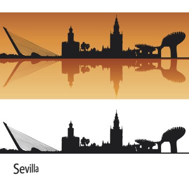 Seville Skyline in orange background clipart
