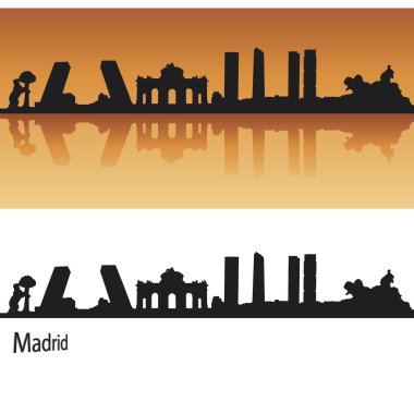 Madrid Skyline in orange clipart