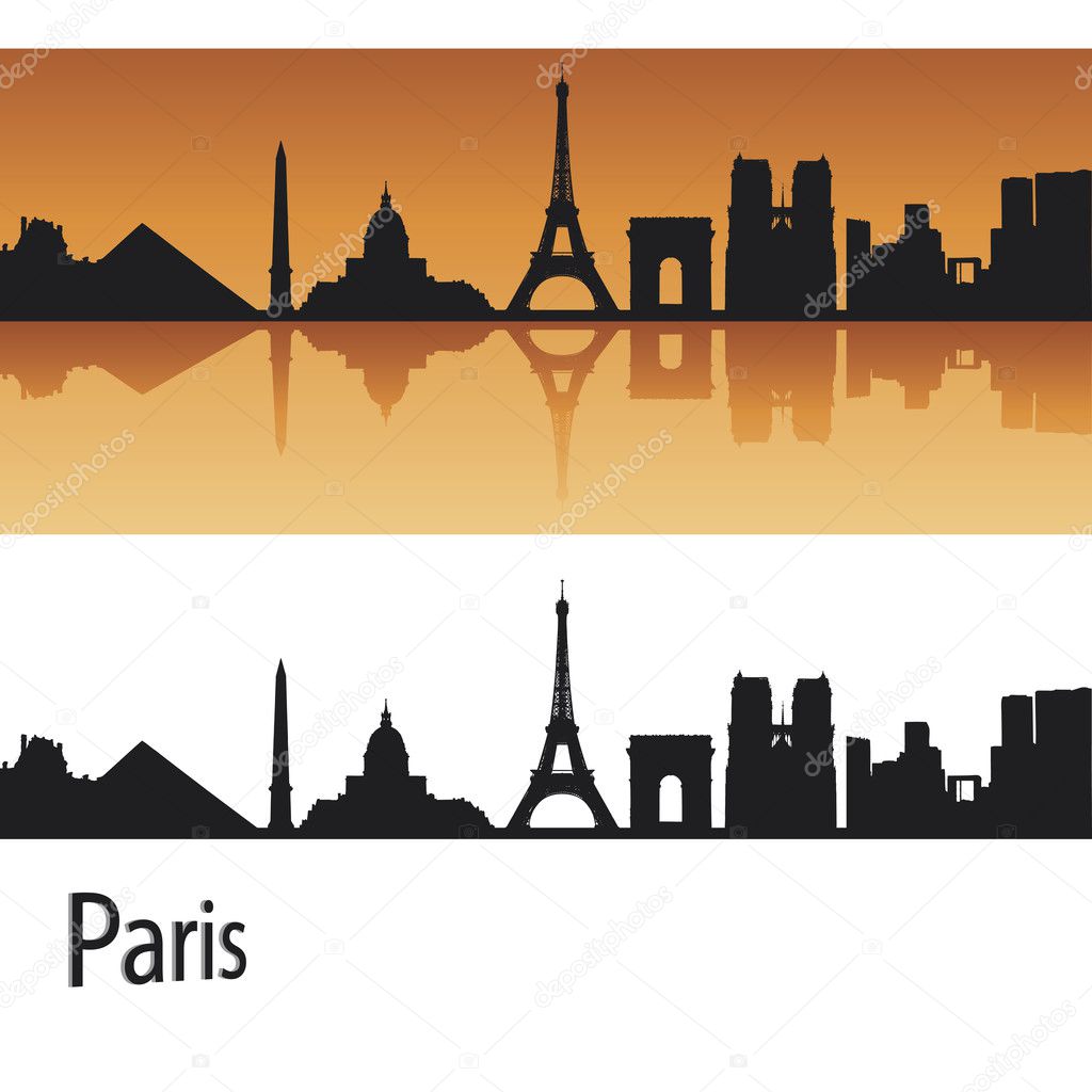 Paris skyline in orange background