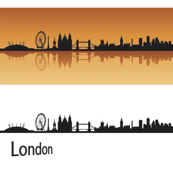 London Skyline auf orangefarbenem Hintergrund — Stockvektor
