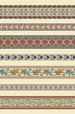 Set of seven decorative borders ornamental clipart