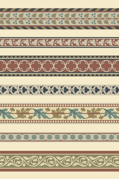 Conjunto de sete bordas decorativas ornamentais — Vetor de Stock