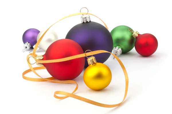 stock image Christmas ball and yellow ribbon