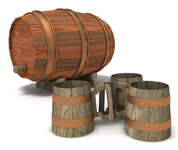 stock image Beer barrel and mug