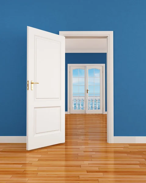 Modré prázdný interiéru — Stock fotografie