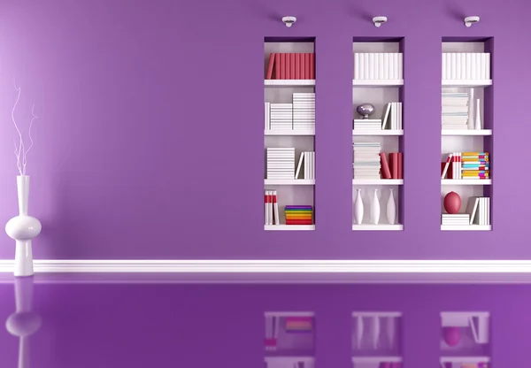 Leeg interieur met boekenkast — Stockfoto