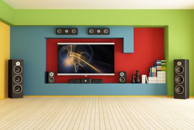 Empty room with home theater clipart